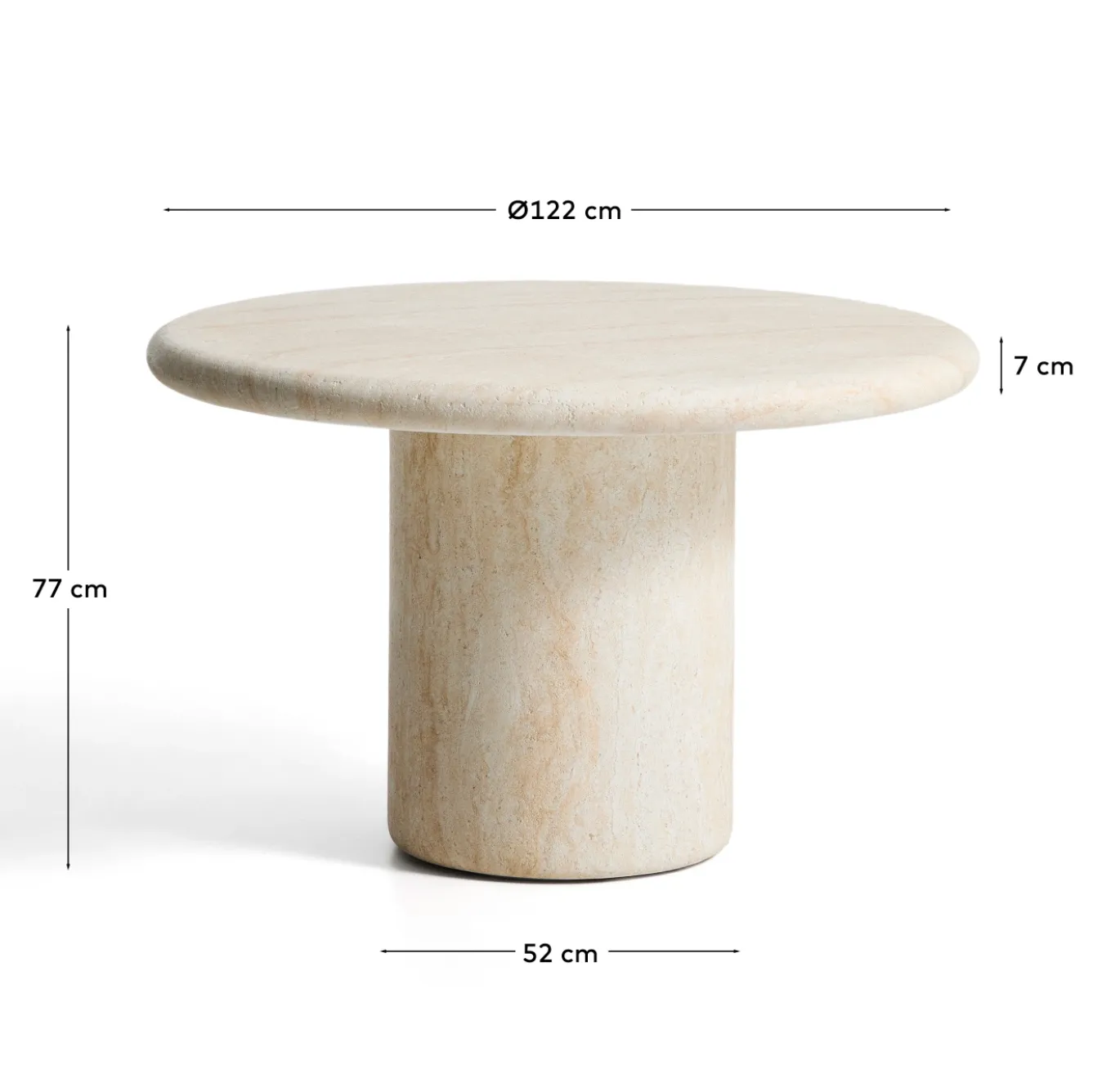 Kave Home Tuintafel Drasi Travertin ø122 cm
