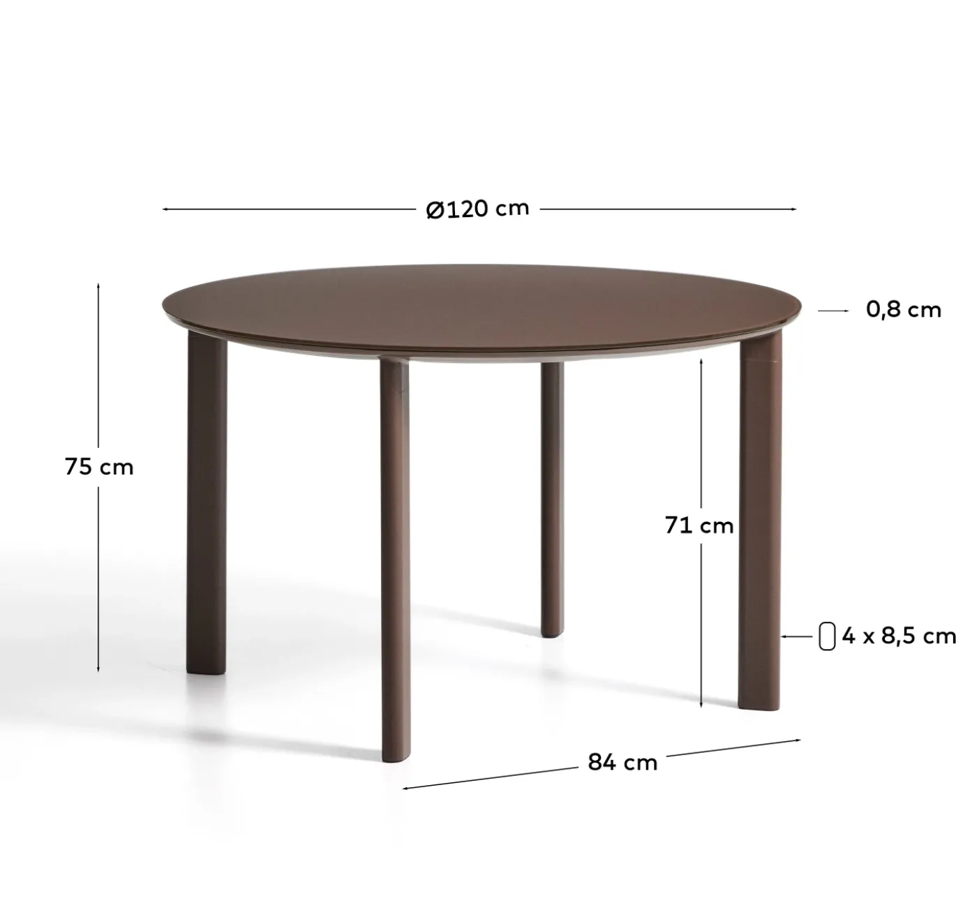 Kave Home Tuintafel Erice Donkerbruin Ø120cm