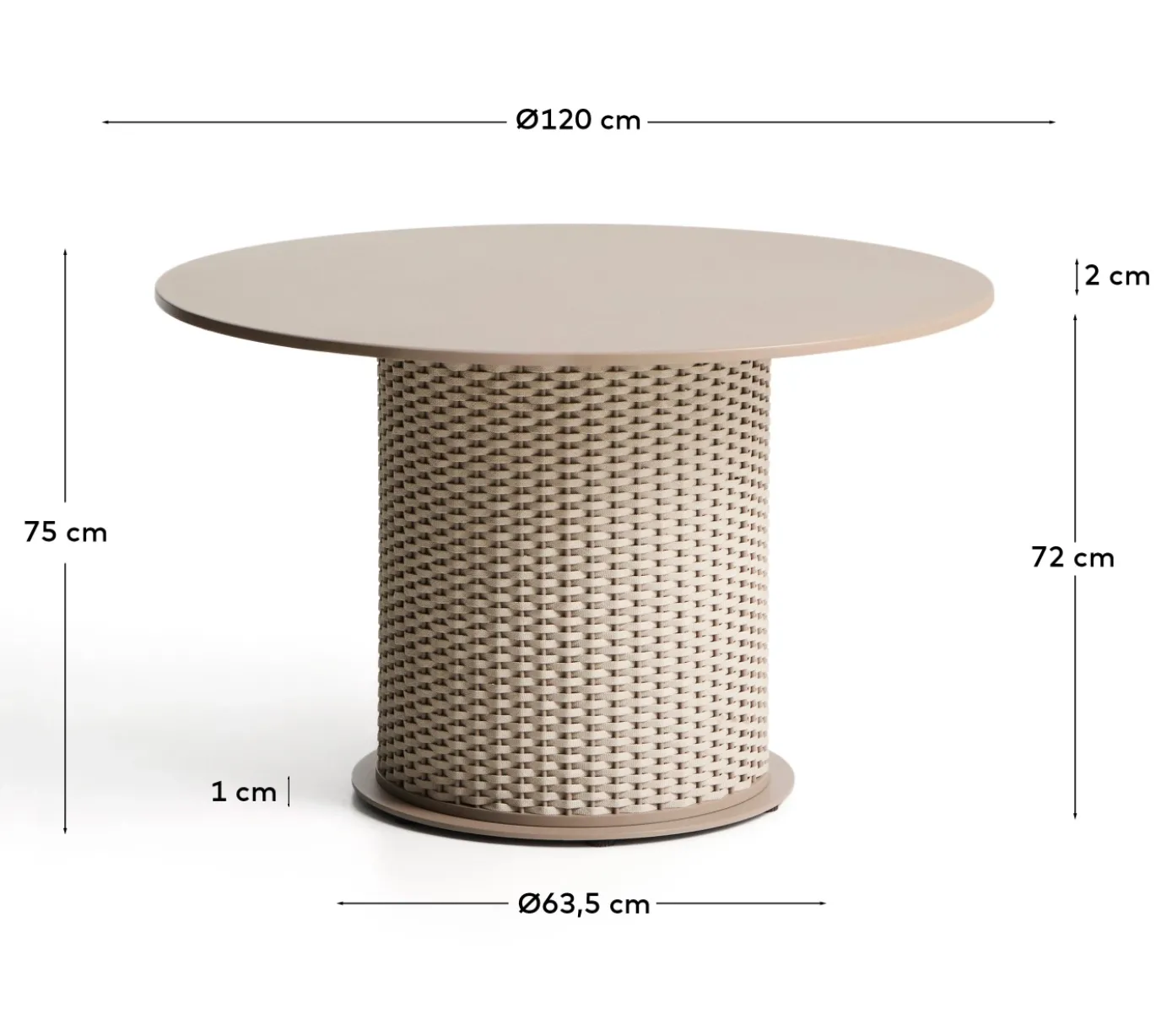 Kave Home Tuintafel Sedalis Taupe ø120cm