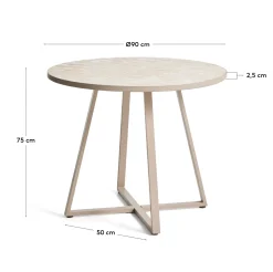 Kave Home Tuintafel Tella Staal Tegels Beige Ø90cm