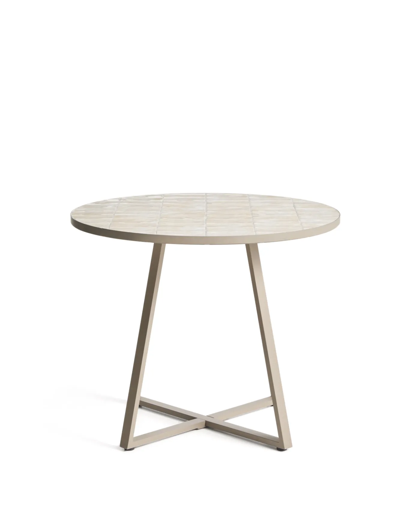 Kave Home Tuintafel Tella Staal Tegels Beige Ø90cm