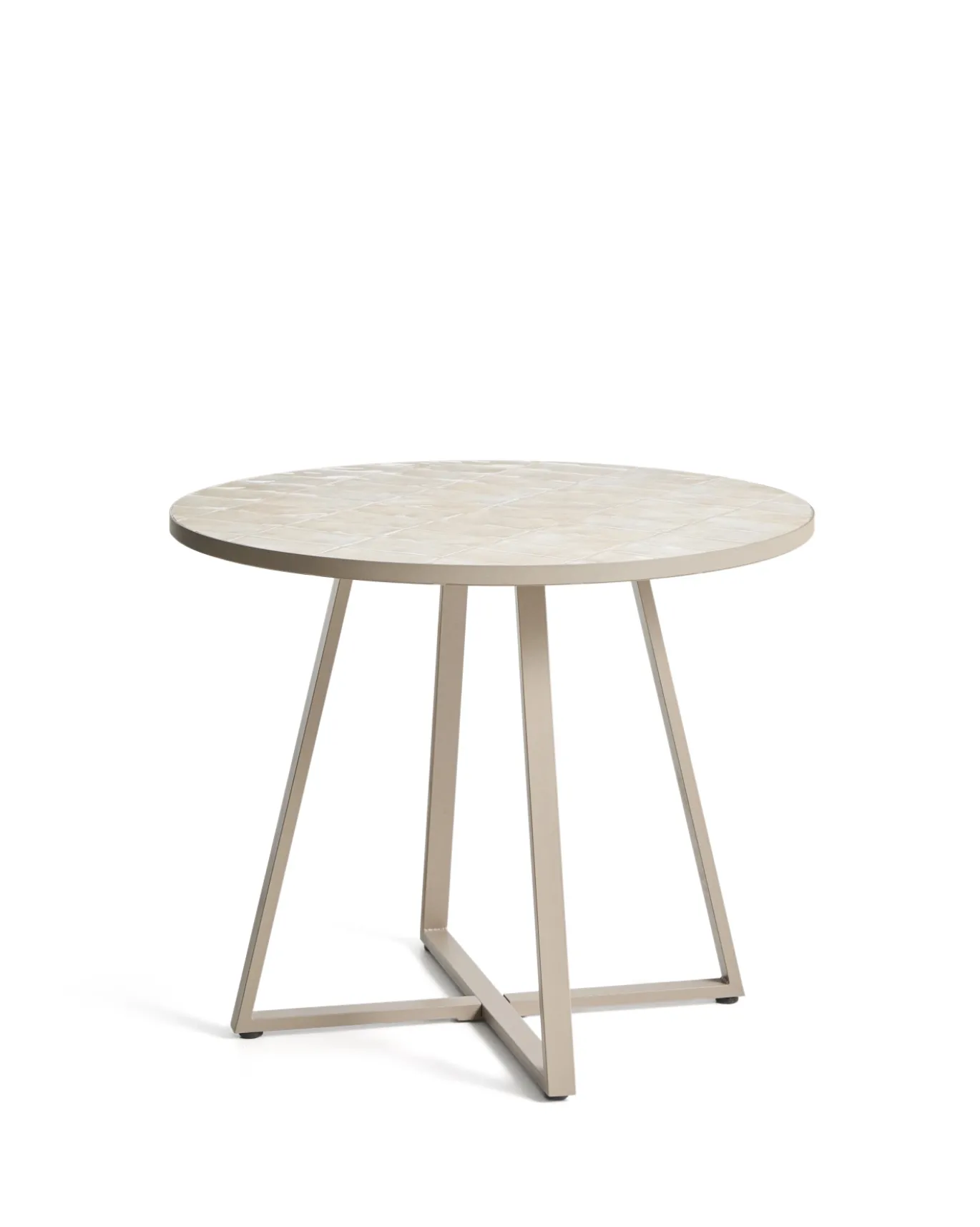Kave Home Tuintafel Tella Staal Tegels Beige Ø90cm