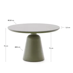 Kave Home Tuintafel Tudons Groen Aluminium Tafelblad Keramiek Ø120cm