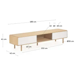 Kave Home Tv-meubel Anielle Massief Essen & Essenfineer 2 Deuren 180x41cm