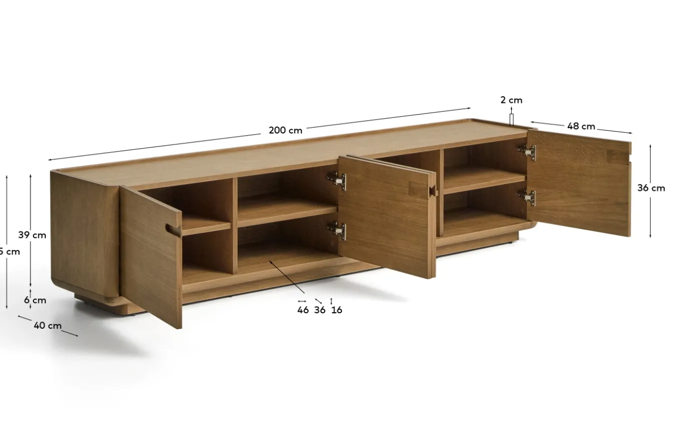 Kave Home TV-Meubel Arelida Eiken Lichtbruin 200cm