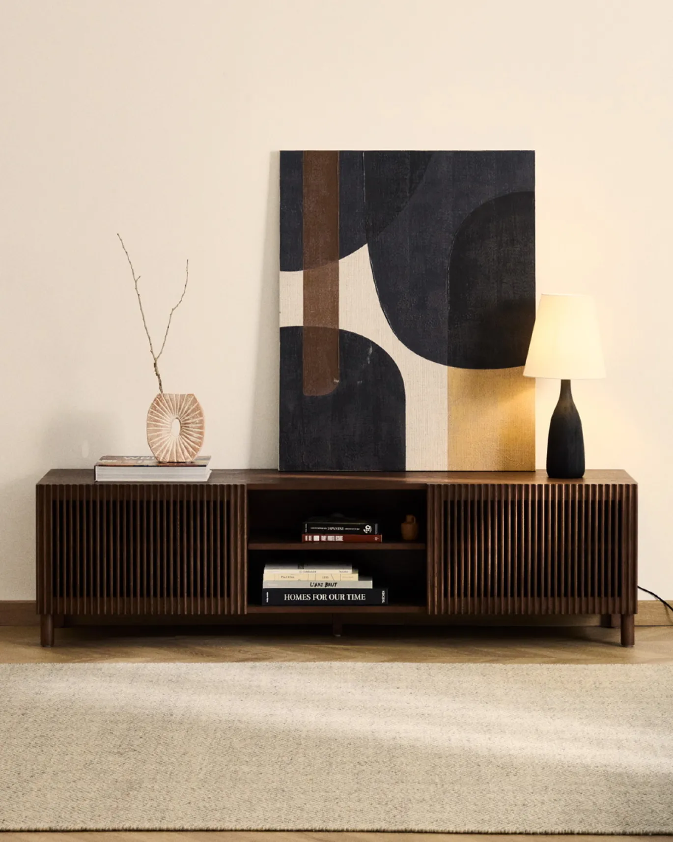 Kave Home Tv-meubel Beyla Essenfineer Walnoot 180x49,5cm
