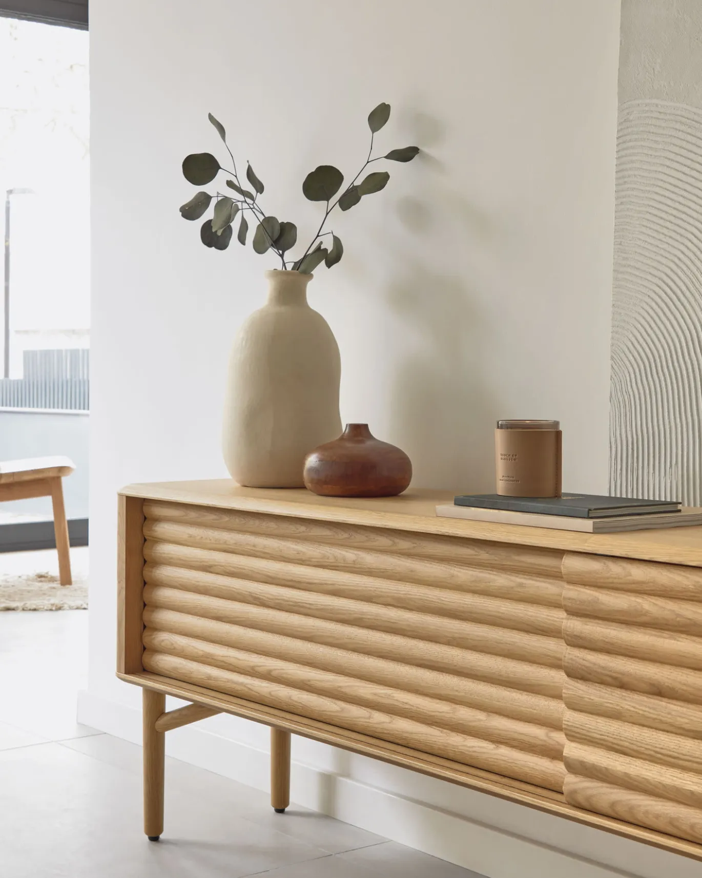 Kave Home Tv-meubel Lenon Massief Hout Eikenfineer 200x57cm