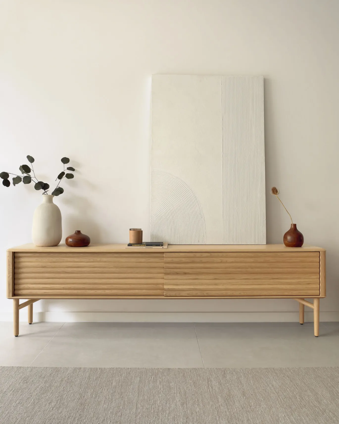 Kave Home Tv-meubel Lenon Massief Hout Eikenfineer 200x57cm