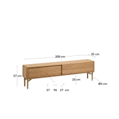 Kave Home Tv-meubel Lenon Massief Hout Eikenfineer 200x57cm