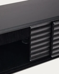 Kave Home Tv-meubel Lenon Massief Hout Zwart Eikenfineer 200x57cm