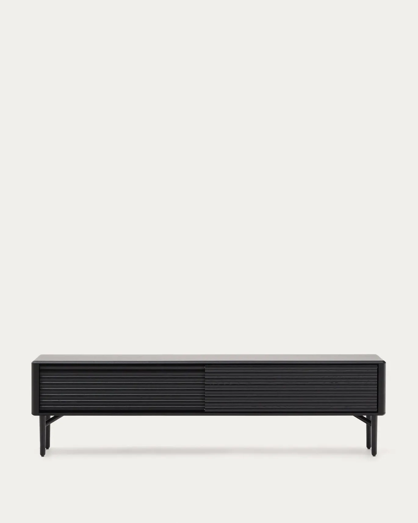 Kave Home Tv-meubel Lenon Massief Hout Zwart Eikenfineer 200x57cm
