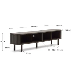 Kave Home Tv-meubel Mailen 2 Deuren Essenfineer Zwart 200x50cm