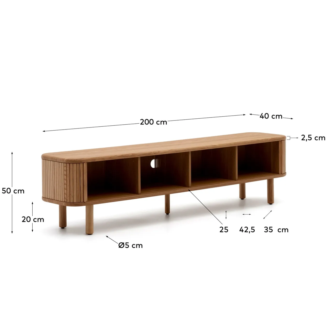 Kave Home Tv-meubel Mailen 2 Deuren Essenfineer Naturel 200x50cm