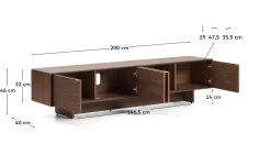 Kave Home Tv-meubel Norlen met 4 Deuren Walnootfineer 200x46cm