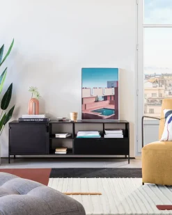 Kave Home Tv-meubel Shantay Metaal Zwart 1 Deur en Lade 150x50cm
