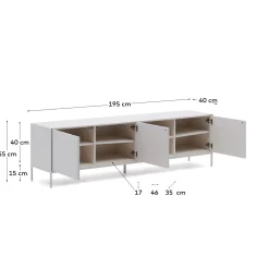 Kave Home Tv-meubel Vedrana 3 Deuren Wit 195x55cm