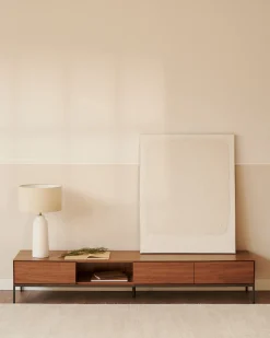Kave Home Tv-meubel Vedrana 3 Laden Walnoot 195x35cm
