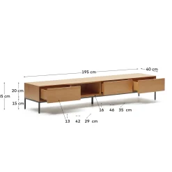 Kave Home Tv-meubel Vedrana 3 Laden Eiken 195x35cm