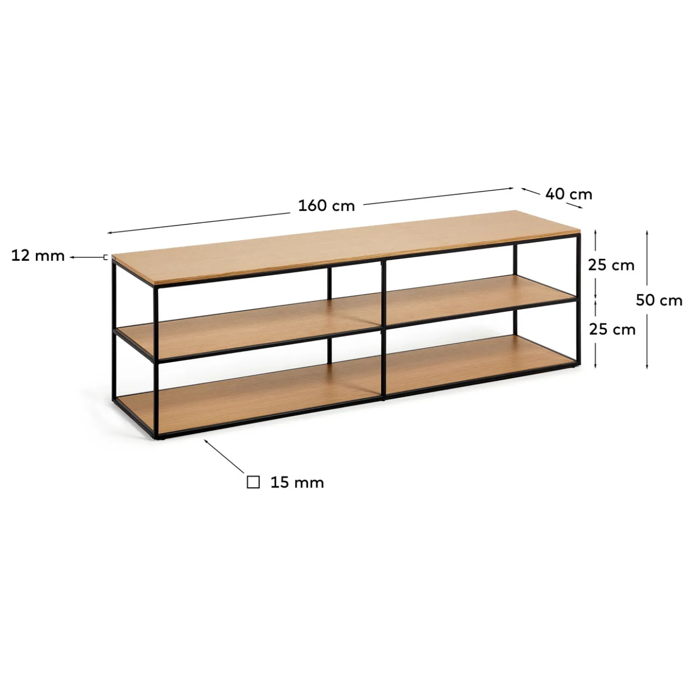 Kave Home Tv-meubel Yoana Eikenfineer Zwart 160x40cm