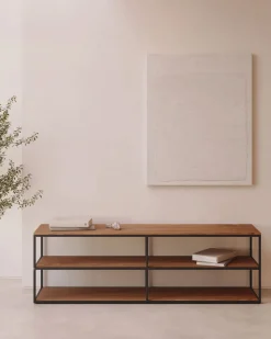 Kave Home Tv-meubel Yoana Walnootfineer Zwart 160x40cm