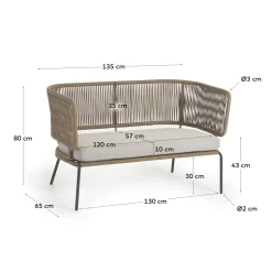 Kave Home Tweezitsbank Nadin Beige Koord 135cm