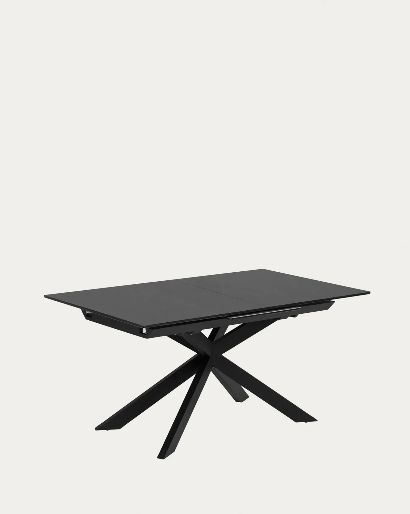 Kave Home Uitschuifbare Glazen Tafel Atminda Zwart 160 (210)x90cm