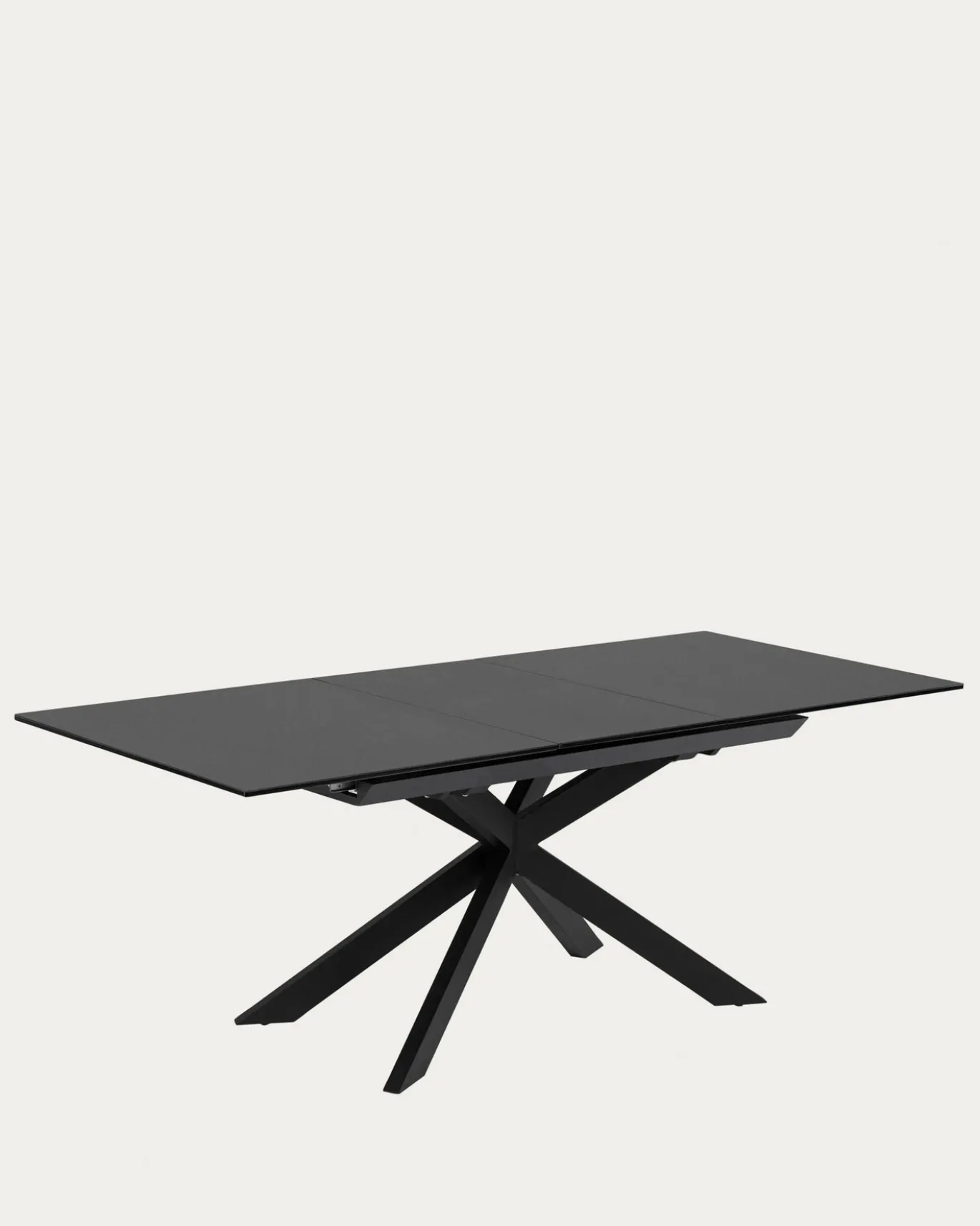 Kave Home Uitschuifbare Glazen Tafel Atminda Zwart 160 (210)x90cm