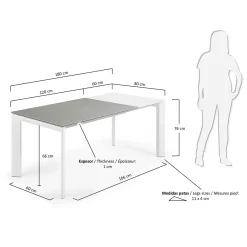 Kave Home Uitschuifbare Keramische Tafel Axis Grijs 120-180cm