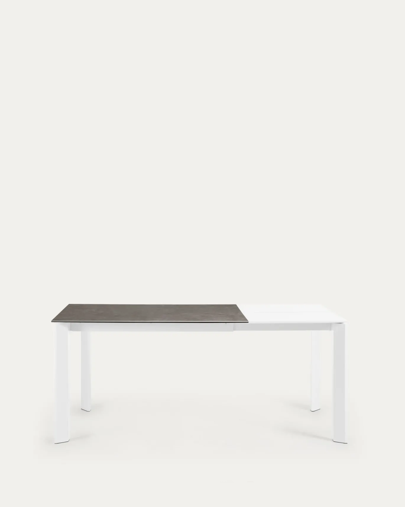 Kave Home Uitschuifbare Keramische Tafel Axis Wit Stalen Poten 120-180cm