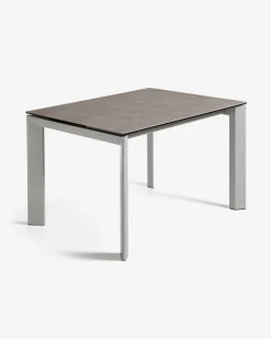 Kave Home Uitschuifbare Keramische Tafel Axis Grijze Stalen Poten 120-180cm
