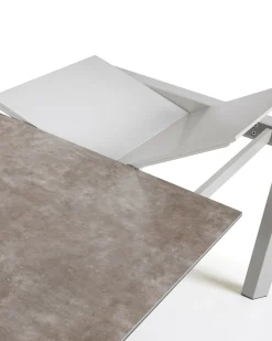 Kave Home Uitschuifbare Keramische Tafel Axis Grijze Stalen Poten 120-180cm