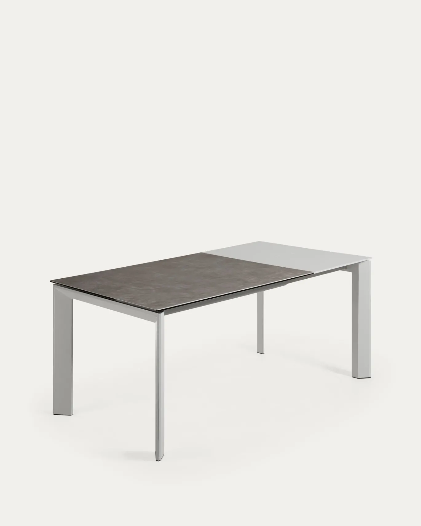 Kave Home Uitschuifbare Keramische Tafel Axis Grijze Stalen Poten 120-180cm