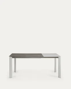 Kave Home Uitschuifbare Keramische Tafel Axis Grijze Stalen Poten 120-180cm
