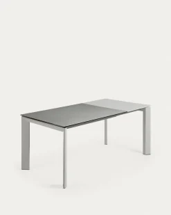 Kave Home Uitschuifbare Keramisch Tafel Axis met Grijs Stalen Poten 120 (180)cm