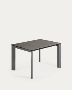 Kave Home Uitschuifbare Keramische Tafel Axis Antraciet Stalen Poten 120-180cm