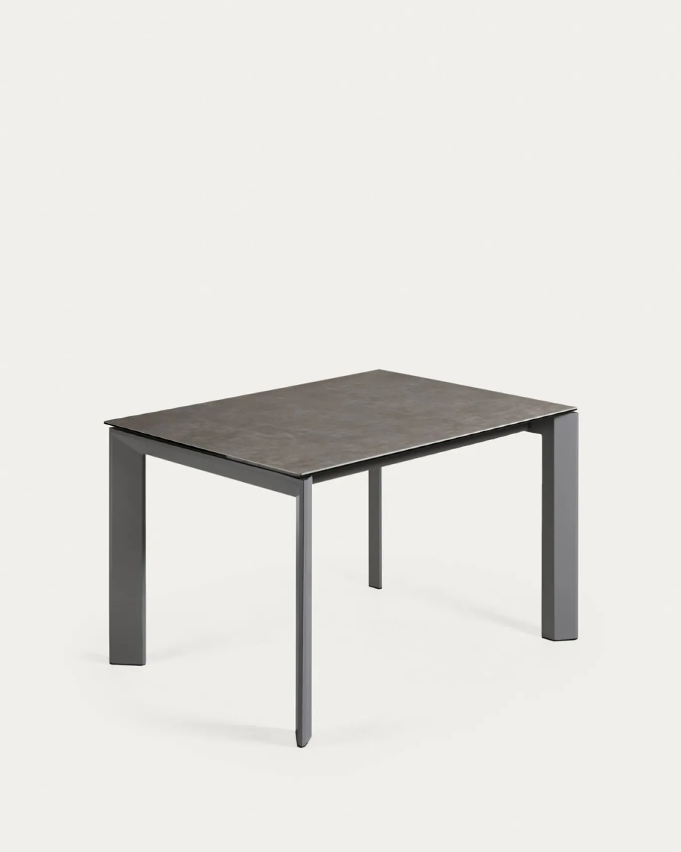 Kave Home Uitschuifbare Keramische Tafel Axis Antraciet Stalen Poten 120-180cm