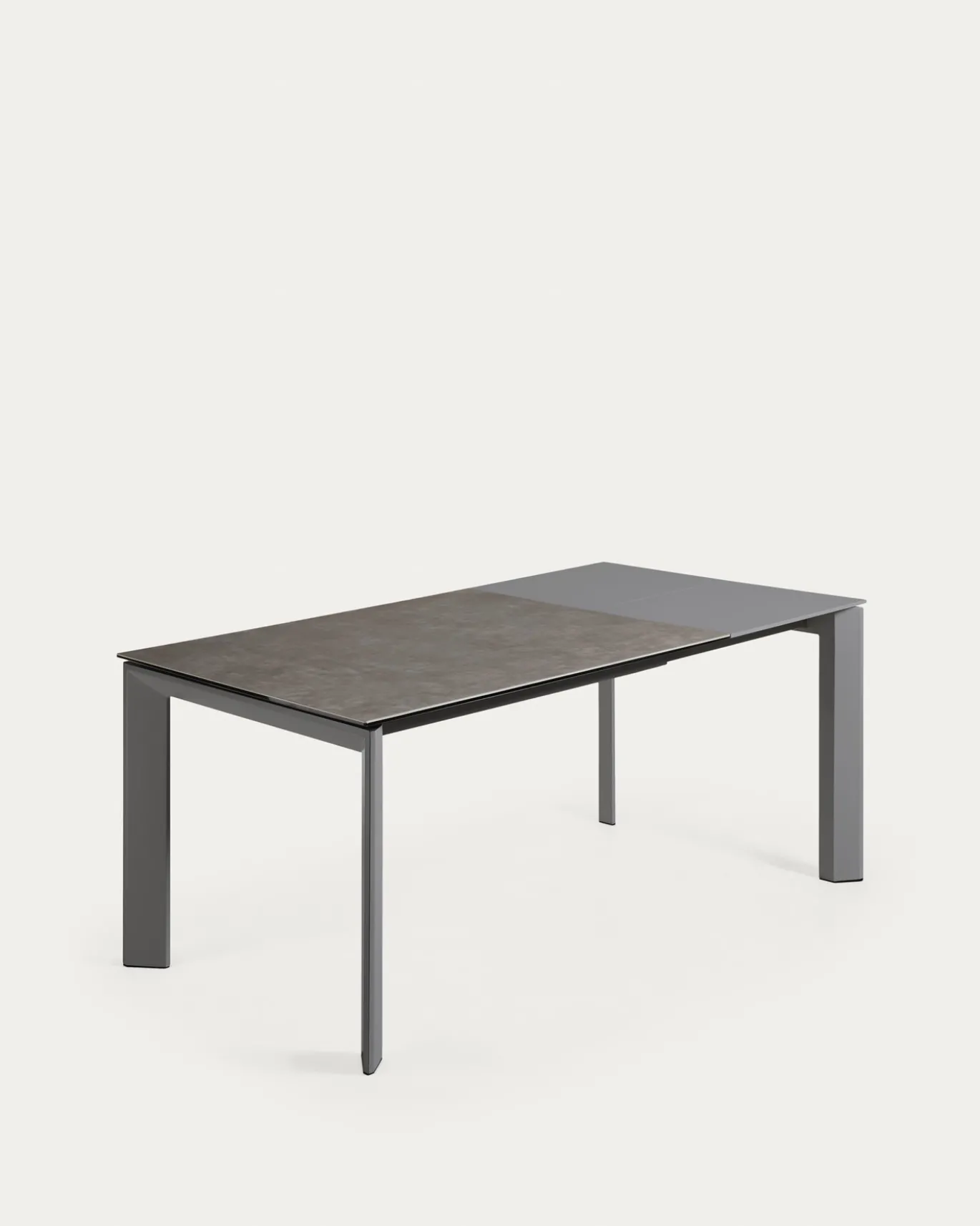Kave Home Uitschuifbare Keramische Tafel Axis Antraciet Stalen Poten 120-180cm