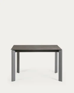 Kave Home Uitschuifbare Keramische Tafel Axis Antraciet Stalen Poten 120-180cm