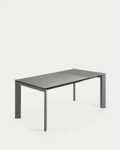 Kave Home Uitschuifbare Keramisch Tafel Axis met Antraciet Stalen Poten 120 (180)cm