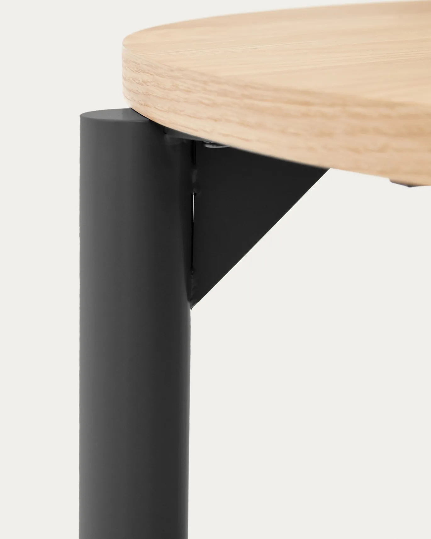 Kave Home Uitschuifbare Ronde Tafel Montuiri Eikenfineer Zwart Ø120 (200)cm