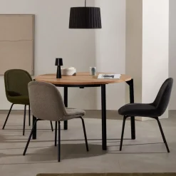Kave Home Uitschuifbare Ronde Tafel Montuiri Eikenfineer Zwart Ø120 (200)cm