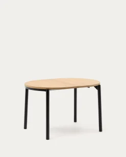 Kave Home Uitschuifbare Ronde Tafel Montuiri Eikenfineer Zwart Ø120 (200)cm