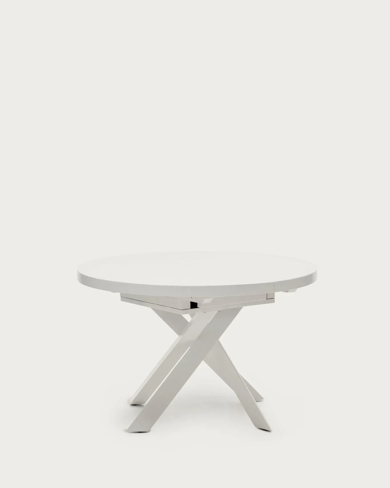 Kave Home Uitschuifbare Ronde Tafel Vashti Wit Glas Ø120-160cm