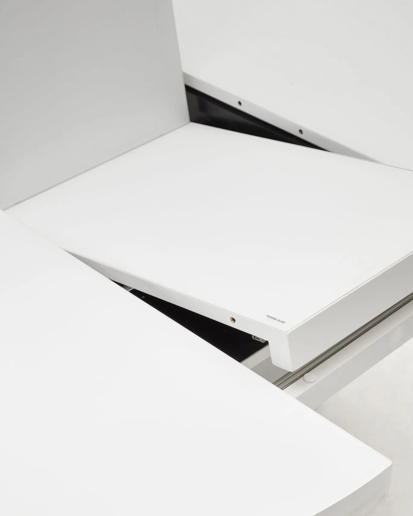 Kave Home Uitschuifbare Ronde Tafel Vashti Wit Glas Ø120-160cm