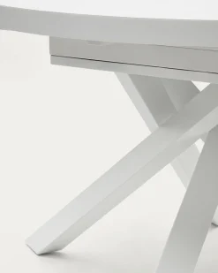 Kave Home Uitschuifbare Ronde Tafel Vashti Wit Glas Ø120-160cm