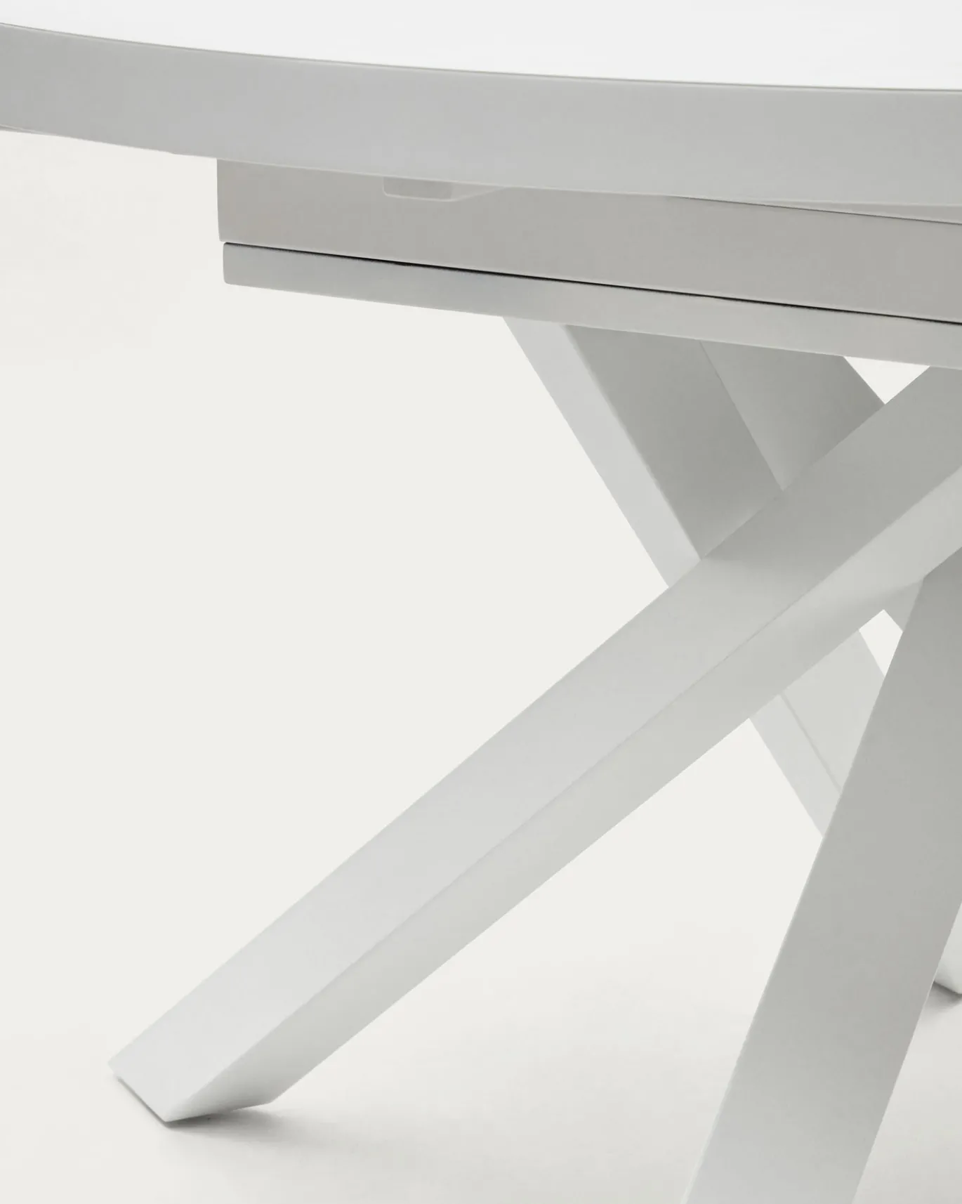 Kave Home Uitschuifbare Ronde Tafel Vashti Wit Glas Ø120-160cm