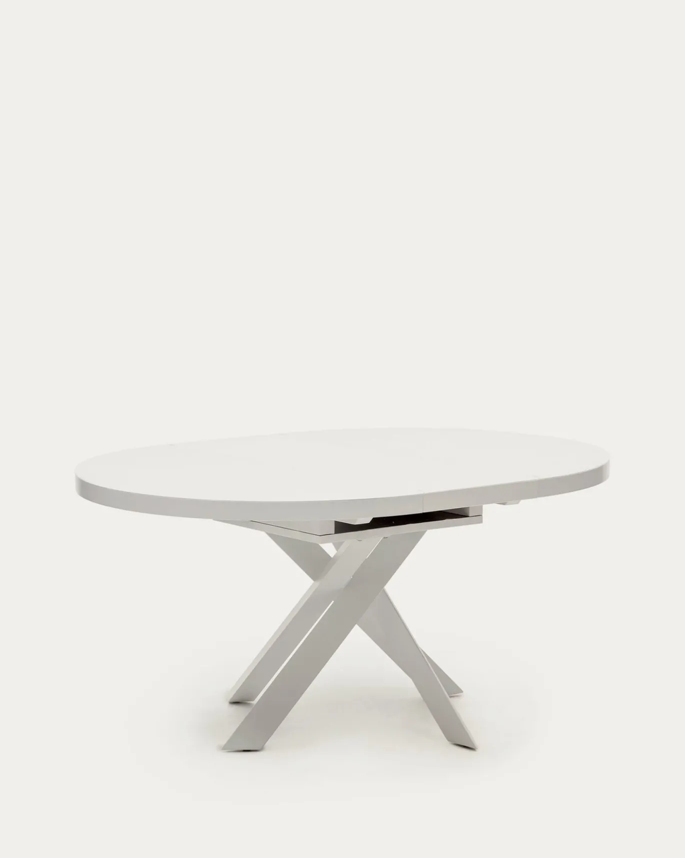 Kave Home Uitschuifbare Ronde Tafel Vashti Wit Glas Ø120-160cm