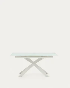 Kave Home Uitschuifbare Ronde Tafel Vashti Glas en MDF 160-210cm