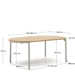 Kave Home Uitschuifbare Ronde Tafel Montuiril Eikenfineer Grijs Ø120 (200)cm