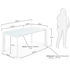 Kave Home Uitschuifbare Tafel Axis Wit Glas 120-180cm
